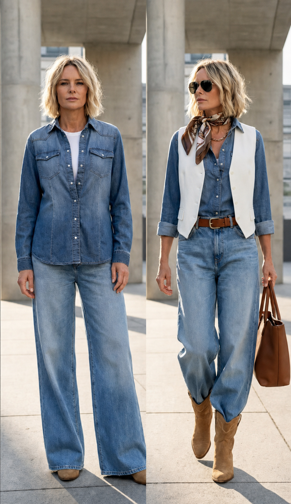 Before and after outfit transformation